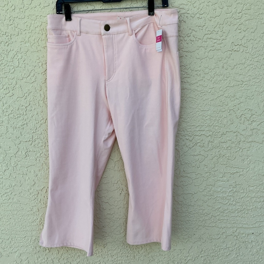 NWT Fresh Produce FreshFit Crop Pants Women's XL Pink Stretch ZIP Snap Front